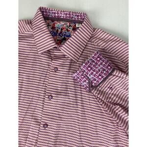 Men Robert Graham Classic Fit geometric floral flip cuff button dress shirt XL